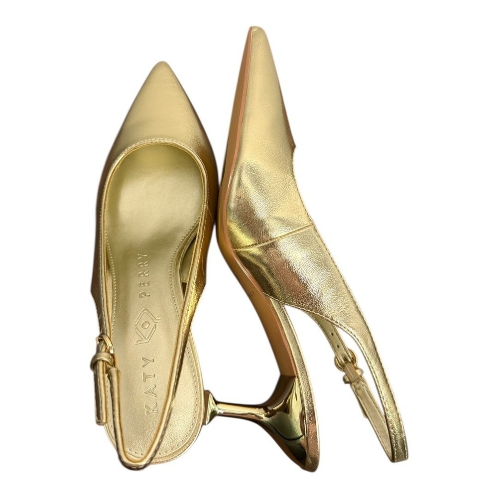 Katy Perry The Oceanview‎ Slingback Heels Softy Nappa Gold Champagne 7.5 NIB - Picture 7 of 10